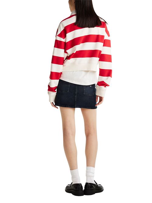Polo a righe rossa e bianca in cotone Tommy Jeans | DW0DW19409YBH